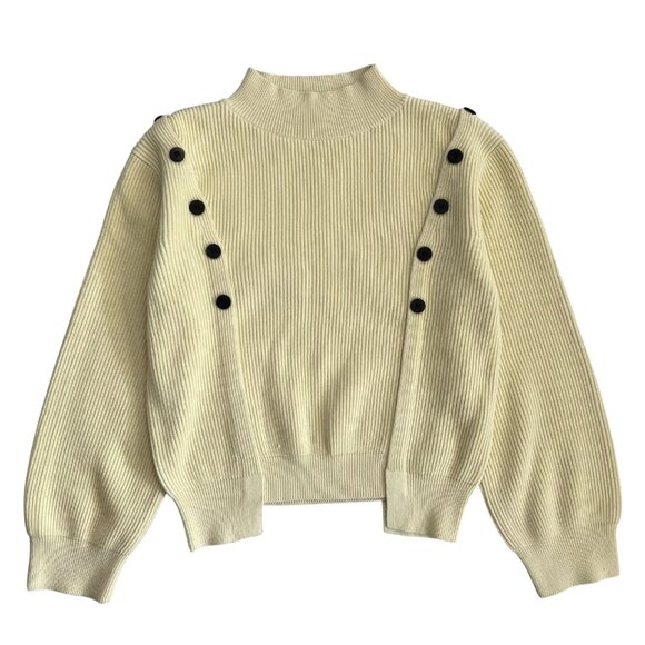 Fray I.D Cotton Cashmere Blend Butter Yellow Sweater S Minimalist Quiet Luxury - Picture 1 of 8